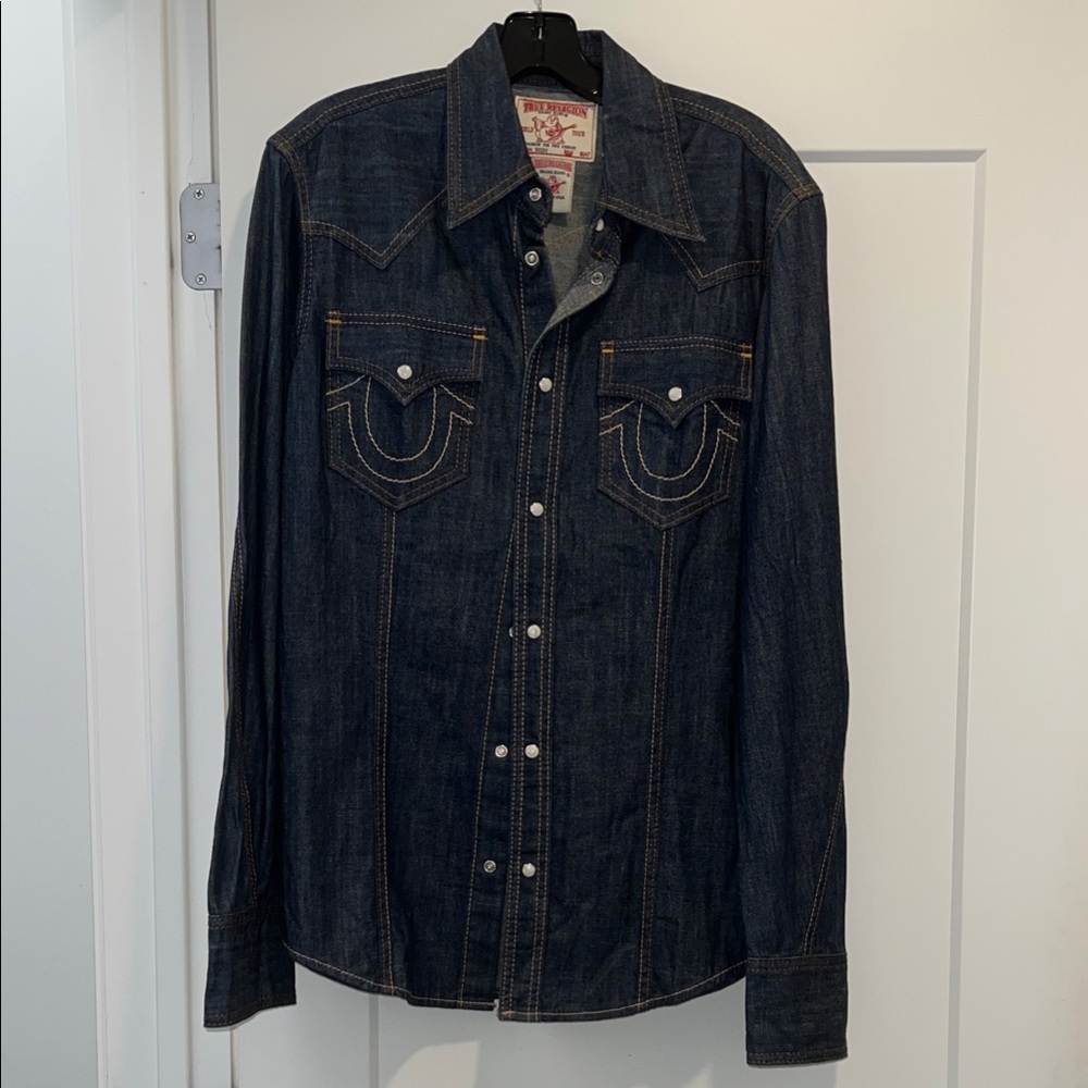 True Religion Dark Blue Denim Button Down